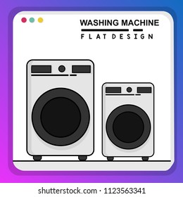 Washing Machine icon logo flat design vector art illustration