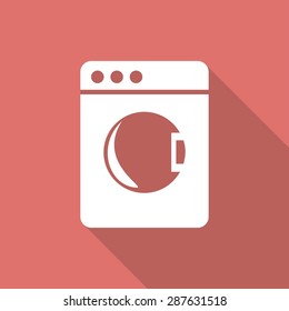 washing machine icon with a long shadow