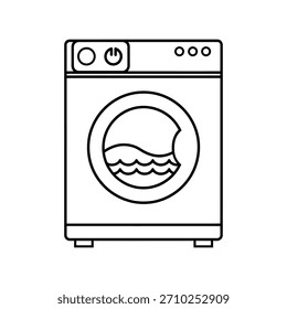 Washing machine icon, minimal line art vector
