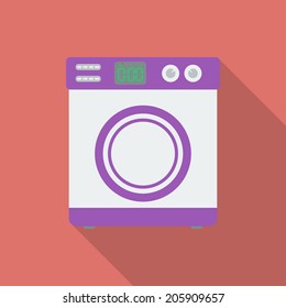 Washing machine icon. Modern Flat style with a long shadow