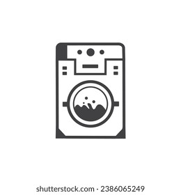 Icono de lavadora, arte de línea de estilo moderno en blanco y negro. Plantilla de diseño de vectores para secadores de ropa, lavadora o lavandería.