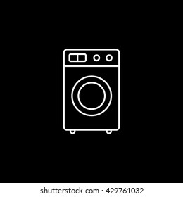 Washing Machine Icon On Black Background