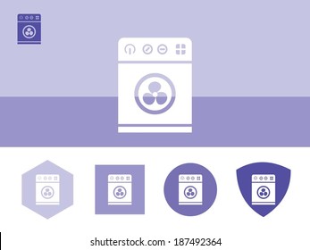 Washing Machine icon on colorful background with 4 shapes buttons. Eps-10.