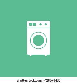 Washing Machine Icon On Green Background