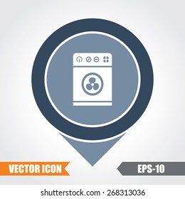 Washing Machine Icon On Map Pointer. Eps.-10.