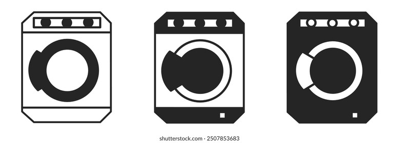 Washing machine icon on white background. Vector logo washing machine illustration.