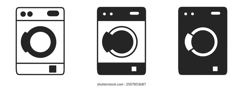 Icono de la lavadora en el fondo blanco. Ilustración de la lavadora del logotipo del Vector.