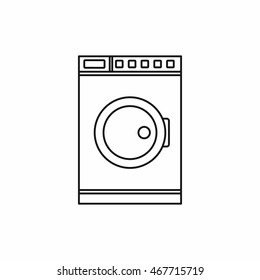 Washing machine icon in outline style isolated on white background