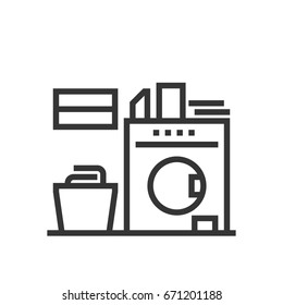 Washing machine icon, part of the square icons, real estate icon set. The illustration is a vector, editable stroke, thirty-two by thirty-two matrix grid, pixel perfect file. svg