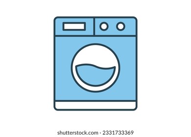 Washing machine icon. icon related to Household appliances, electronic. Flat line icon style design. Simple vector design editable