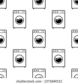 Washing Machine Icon Seamless Pattern, Cloth Washing Machine Icon Vector Art Illustration