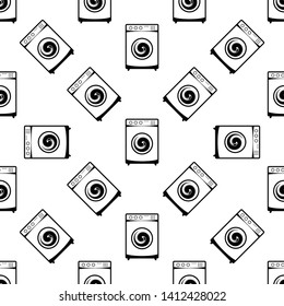 Washing Machine Icon Seamless Pattern, Cloth Washing Machine Icon Vector Art Illustration