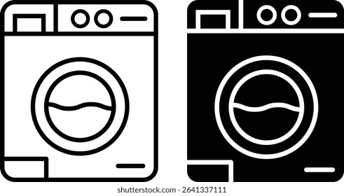Washing Machine icon set. black and white illustration of a washing machine. flat vector icon
