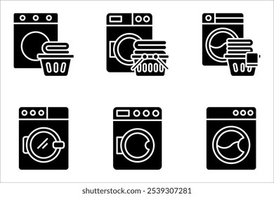 washing machine icon set. electric appliances icon vector illustration on white background