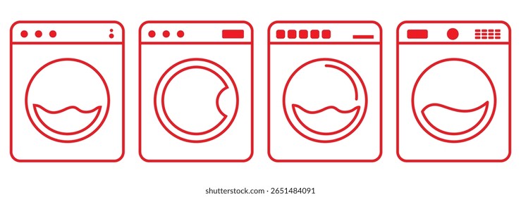 Washing Machine icon set. flat illustration of vector icon
