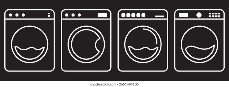 Washing Machine icon set. flat illustration of vector icon