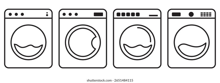 Washing Machine icon set. flat illustration of vector icon