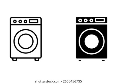 Conjunto de iconos de lavadora. ilustración plana de icono de Vector