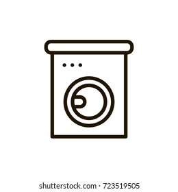 Washing machine icon set. Single high quality outline water pictogram in modern flat style. Black washing machine symbol for web design and mobile app on white background.