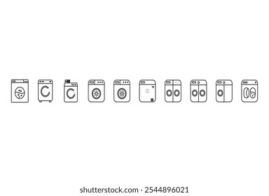 washing machine icon set. set of washing machine vector icons, for washing clothes and laundry purposes