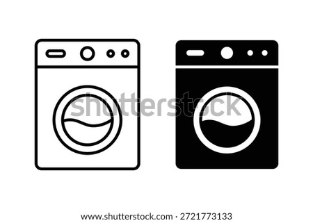 Washing machine icon set. Washer icon. Washer solid and line sign design. Wash machine symbol