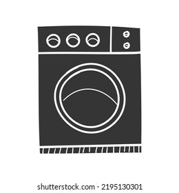 Washing Machine Icon Silhouette Illustration. Chores Vector Graphic Pictogram Symbol Clip Art. Doodle Sketch Black Sign.