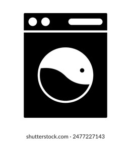 washing machine icon, silhouette vector isolated on white background. simple and modern design