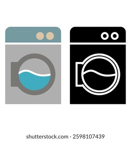 washing machine icon, simple flat style, illustration, logo sign symbol pictogram template, for ui or ux isolated on white for mobile app, editable