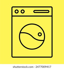 washing machine icon simple, line vector isolated on yellow background. trendy and modern design