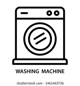 Washing machine icon. Stroke outline style. Vector. Isolate on white background.