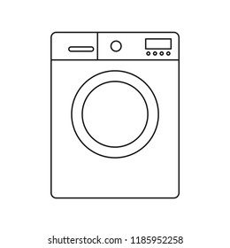 Washing machine icon. Symbol of laundry. Flat illustration of washing machine. 