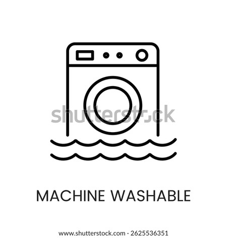 Washing machine icon symbolizing machine washable pillow or cover ideal for product labeling packaging and bedding care visuals line icon in vector with editable stroke.