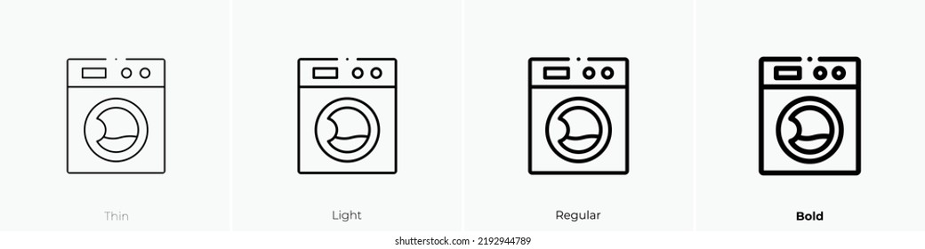 washing machine icon. Thin, Light Regular And Bold style design isolated on white background