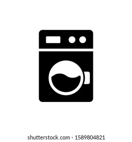 washing machine icon vector in black flat design on white background