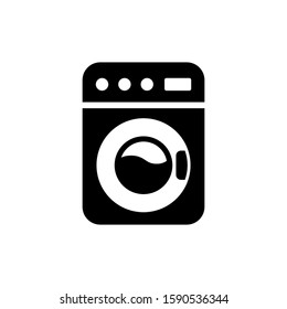 washing machine icon vector in black flat design on white background