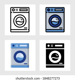 Washing machine icon vector design in filled, thin line, outline and flat style.