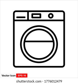 vector de icono de lavadora. estilo de línea de icono de electrodomésticos eléctricos.