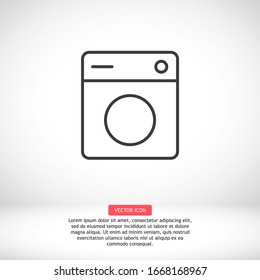 Washing Machine Icon. Vector Eps 10 Flat Design Wash Home Housework