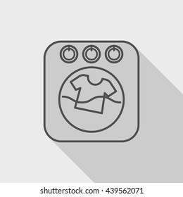 Washing machine icon , Vector flat long shadow design.