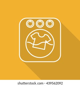 Washing machine icon , Vector flat long shadow design.