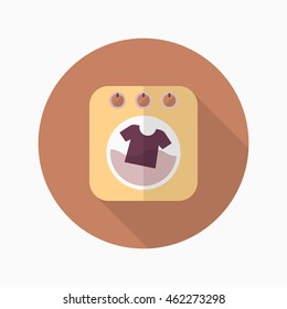 Washing machine icon , Vector flat long shadow design.