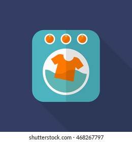 Washing machine icon , Vector flat long shadow design.