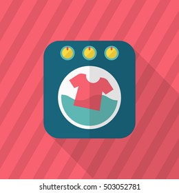 Washing machine icon , Vector flat long shadow design.