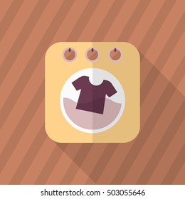 Washing machine icon , Vector flat long shadow design.