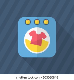 Washing machine icon , Vector flat long shadow design.