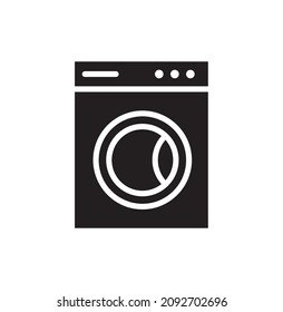 Icono de lavadora. Estilo de glifo gráfico vectorial aislado en fondo blanco