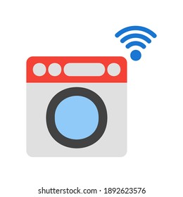 Washing Machine icon vector illustration in flat style about internet of things for any projects, use for website mobile app presentation