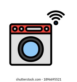 Washing Machine icon vector illustration in filled line style about internet of things for any projects, use for website mobile app presentation