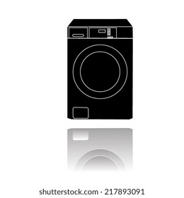 Washing machine icon, vector illustration with shadow