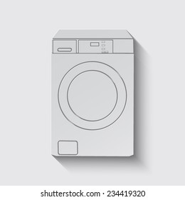 Washing machine icon , vector illustration with shadow on a grey background